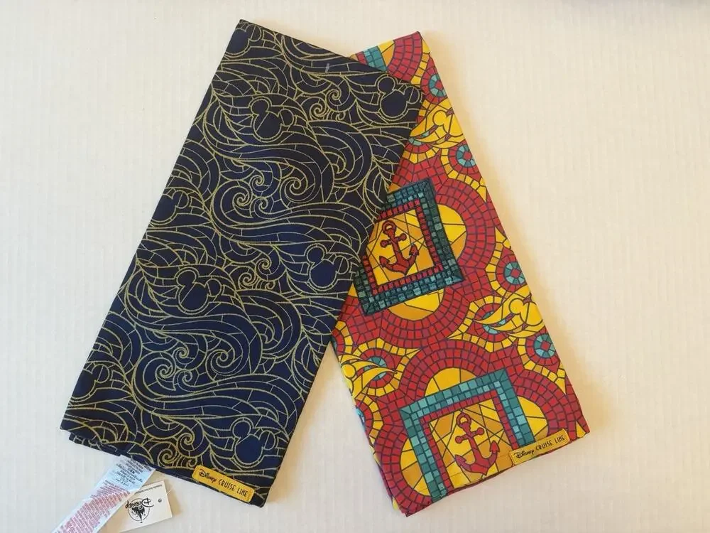 Set Of 2 Disney Cruise Line Kitchen Dish Towels Nautical Ship Theme